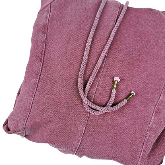 Pilcro by Anthropologie Flynn Flared Pleated Hoodie Sweatshirt Raspberry Small - Picture 2 of 10